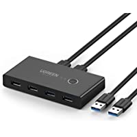 Los mejores  - UGREEN 4 Puertos USB 3.0 Switch 2 Entradas y 4 Salidas- Ladron USB KVM con 2 Cable USB para Compartir 4 Dispositivos de…